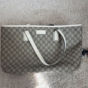 Gucci Gray and Cream Monogram Tote Bag